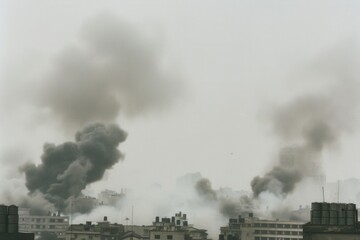 Obraz premium Futuristic Siege in Mideast City