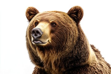 Close-up shot of a brown bear's facial features