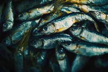 Fototapeta premium Close-up view of a group of small fish swimming together
