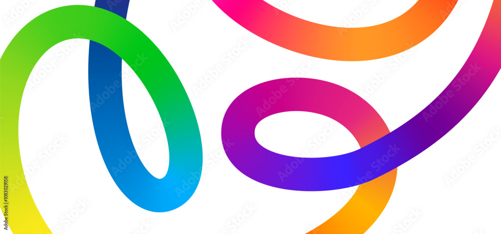 Fototapete Abstract Vector Background with Dynamic Gradient Lines. Wavy Color Geometric Shapes. 3D Swirl Wave Elements with Gradient. Poster Design with Rainbow-Colored Ribbons
