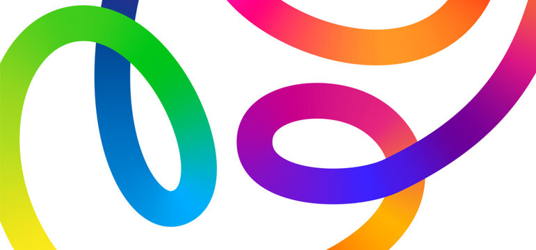 Abstract Vector Background with Dynamic Gradient Lines. Wavy Color Geometric Shapes. 3D Swirl Wave Elements with Gradient. Poster Design with Rainbow-Colored Ribbons