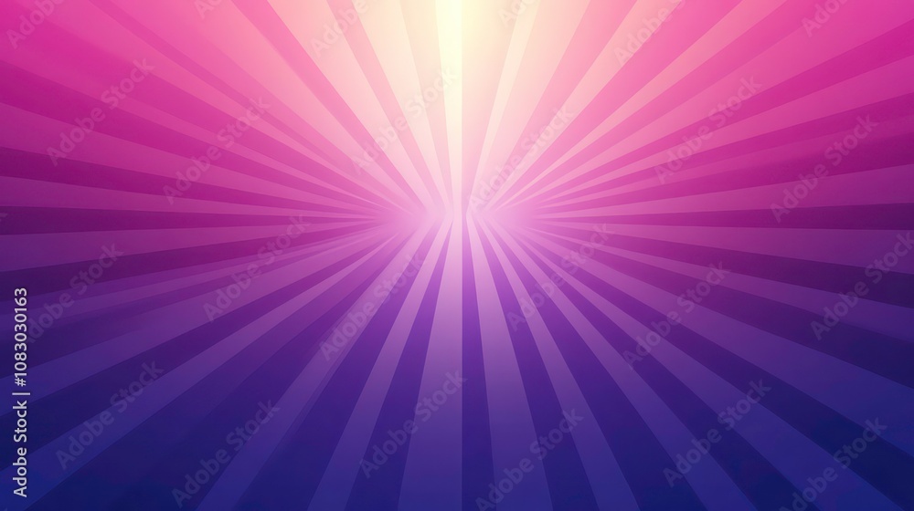 Poster abstract pink and purple radial gradient background with sunburst rays emanating from the center.