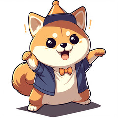 Fototapeta premium Cute 2D Shiba Inu Family