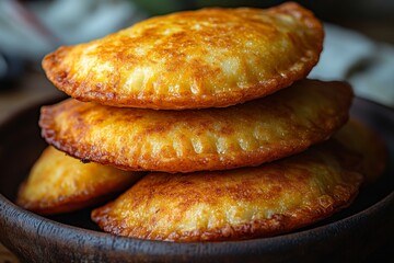 An empanadas on a rustic table. Generative AI