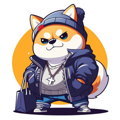 Cute 2D Shiba Inu Family