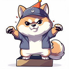 Naklejka premium Cute 2D Shiba Inu Family