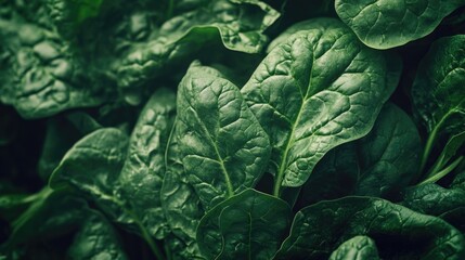 Obraz premium A close-up view of fresh spinach leaves