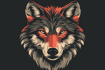 A striking illustration of a wolf&rsquo;s head featuring bold colors and intricate details, showcasing its fierce gaze and natural beauty