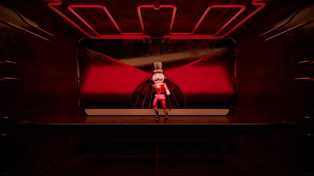 Christmas Nutcracker Dancing in The Oven, Animation.Full HD 1920&times;1080. Alpha Transparent.