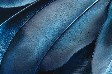 Detailed close-up of a blue morpho butterfly wing scales, shimmering metallic blue, microscopic detail