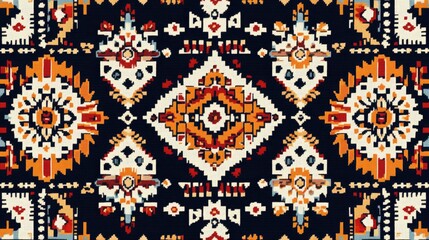 Abstract ethnic rug seamless pattern featuring intricate ornamental designs ideal for fashion and textile applications home decor wallpaper and wrapping paper