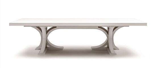 White wooden table with a sleek design ideal for modern dining or workspace settings