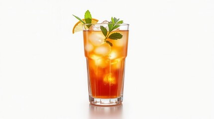 Long Island Iced Tea Cocktail Isolated on White Background Classic Mixed Drink