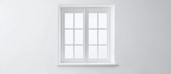 Fototapeta premium White wooden window with four sashes elegantly framed against a clean white background perfect for interior design projects