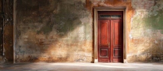 Timeless classic wall adorned with a beautifully crafted door perfect for architectural photography