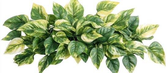 Fototapeta premium Vibrant golden pothos plant with lush green and white marbled leaves perfect for home decor