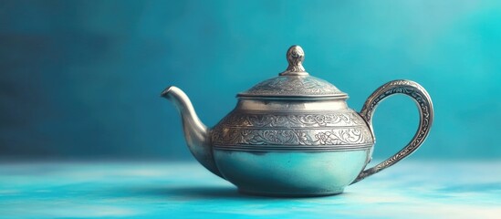 Silver pot on a bright background showcasing traditional design and retro style