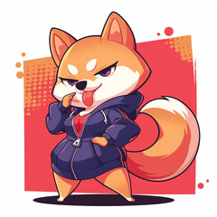 Cute 2D Cartoon Shiba Inu Family