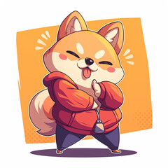 Cute 2D Cartoon Shiba Inu Family