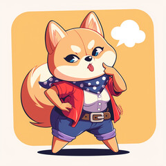 Cute 2D Cartoon Shiba Inu Family