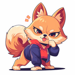 Cute 2D Cartoon Shiba Inu Family