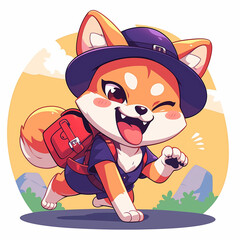 Cute 2D Cartoon Shiba Inu Family