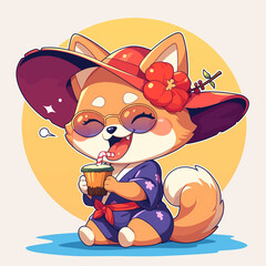 Cute 2D Cartoon Shiba Inu Family