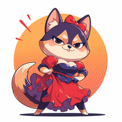 Cute 2D Cartoon Shiba Inu Family