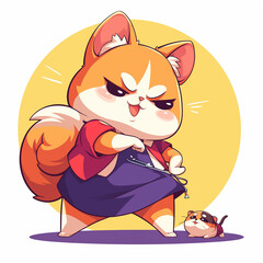Cute 2D Cartoon Shiba Inu Family