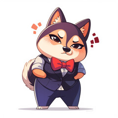 Cute 2D Cartoon Shiba Inu Family