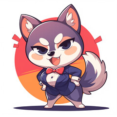 Cute 2D Cartoon Shiba Inu Family