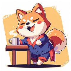 Cute 2D Cartoon Shiba Inu Family
