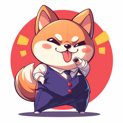 Cute 2D Cartoon Shiba Inu Family