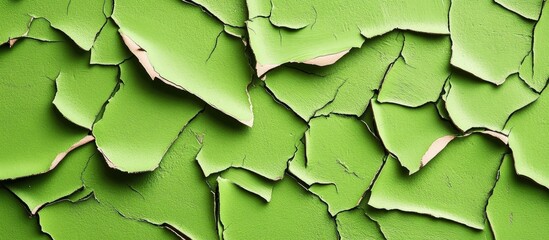 Fototapeta premium Peeling green paint on a house wall during renovation home improvement project