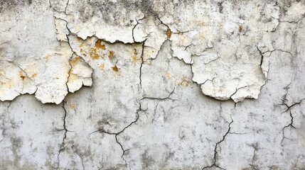 Obraz premium Close up of a weathered concrete wall with cracks featuring peeling paint for an abstract background