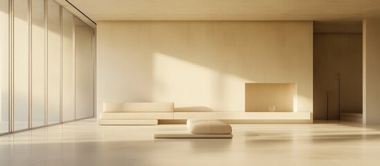 Fototapeta premium Minimalist modern room with neutral tones and sleek furniture perfect for interior design inspiration