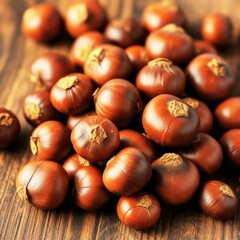 Obraz premium hazelnuts on a wooden table