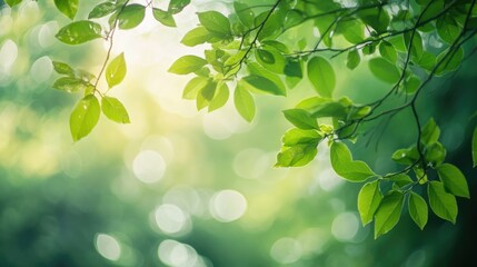 Obraz premium Lush green tree with a soft blurry bokeh background in a natural setting
