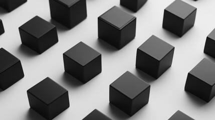 Obraz premium Collection of black cubes on a plain white backdrop