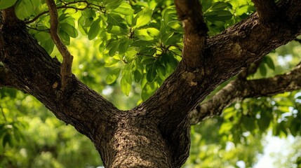 Obraz premium Lush tree adorned with vibrant green foliage