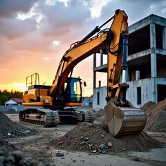 excavator at work in the site
