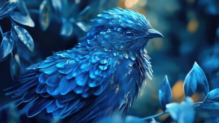 Obraz premium Fantasy bird in blue hues