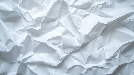 Obraz premium Crumpled white paper texture background featuring abstract shapes providing ample space for text