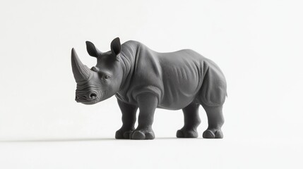 Obraz premium Rhino figurine made of plastic displayed against a white backdrop