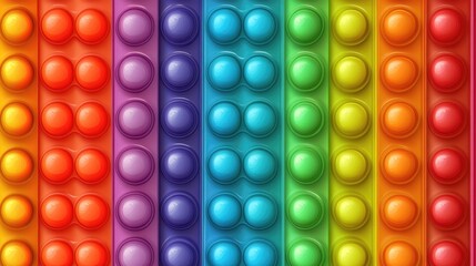 Colorful silicone anti stress pop it toy texture and pattern Trendy sensory game for kids featuring a rainbow design with vibrant popping bubbles Vector illustration