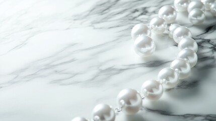 Pearls set against a marble backdrop A concept highlighting fashion and luxury in jewelry design