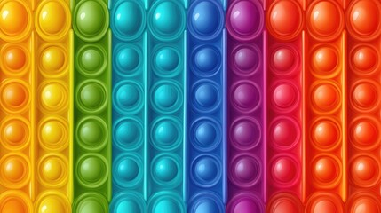 Colorful silicone anti stress pop it toy texture and pattern Trendy sensory game for kids featuring a rainbow design with vibrant popping bubbles Vector illustration