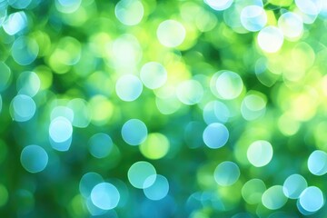 Fototapeta premium Bokeh circles in shades of green and blue create a captivating background effect