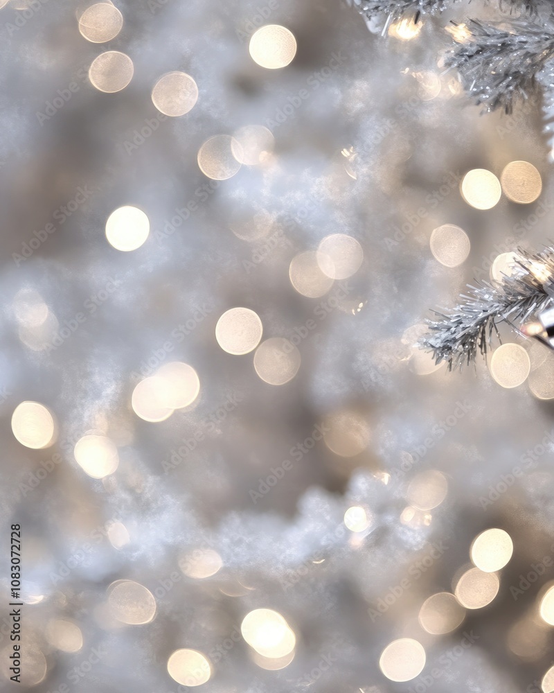 Poster unique abstract bokeh lights in gray and white creating a defocused festive atmosphere