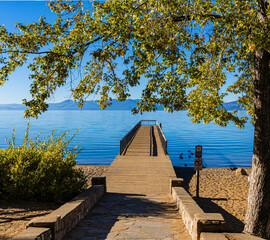 Pier on Lake Tahoe at Kings Beach State Recreation Area, California, USA